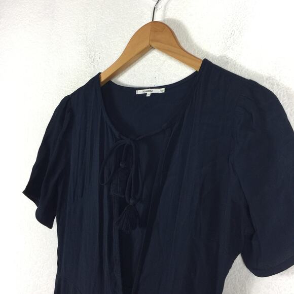 Revolve Tularosa Tallulah Blue Tassel Hem Mini Dress XS Plunge Neckline Boho - Picture 8 of 16